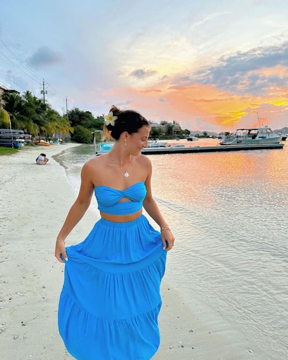Elegant Two Piece Long Prom Dress,Summer Beach Dress - View 2 | VelvetHem