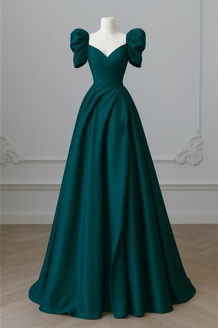 A Line Short Sleeves Simple Long Prom Party Dress Long Evening Dress