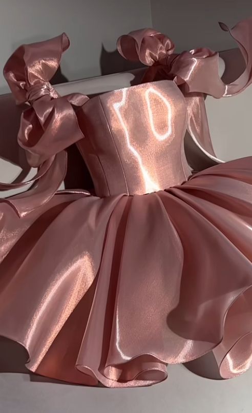 Pink Homecoming Dress with Bow Shoulder Ties A-line Short Party Gown fg8044