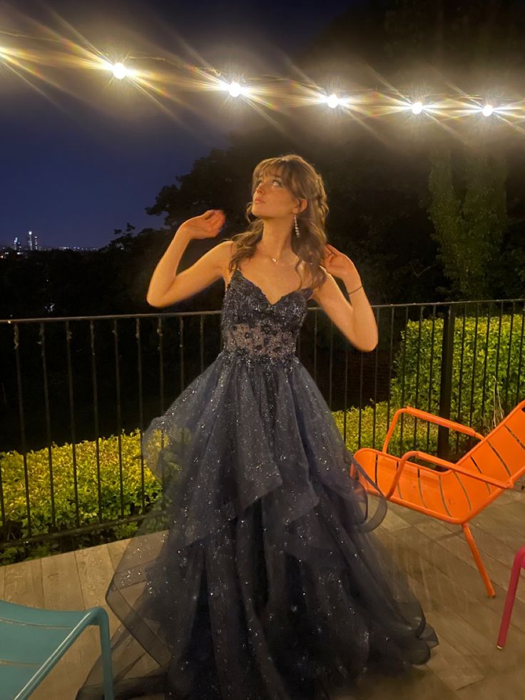 Shinny Tulle A-Line Long Prom Dress Evening Party Dresses