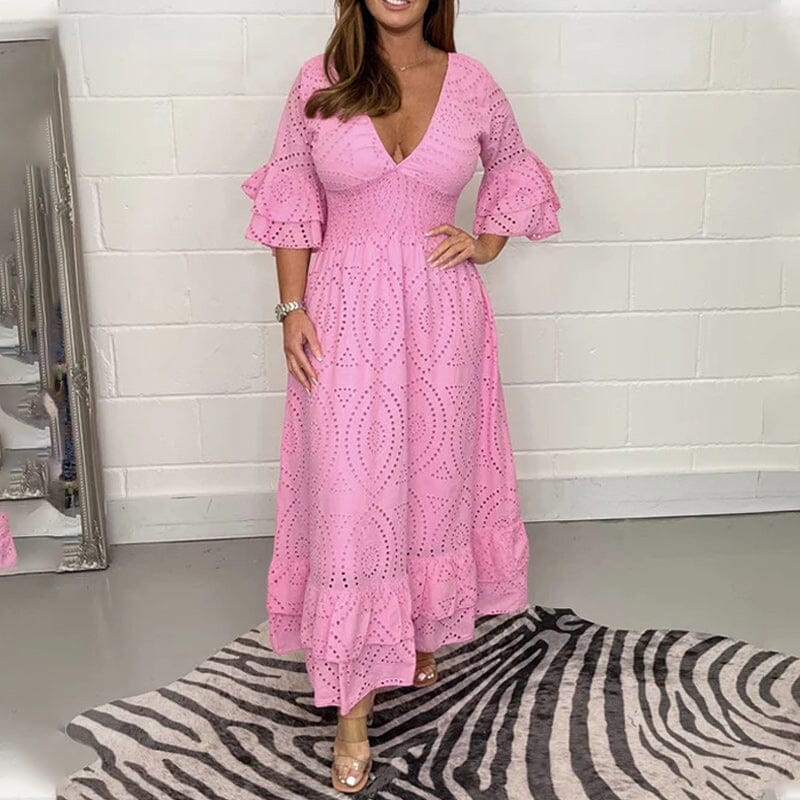 Marta Elevated Lace Dress with Ruffle Sleeves Designer Edit