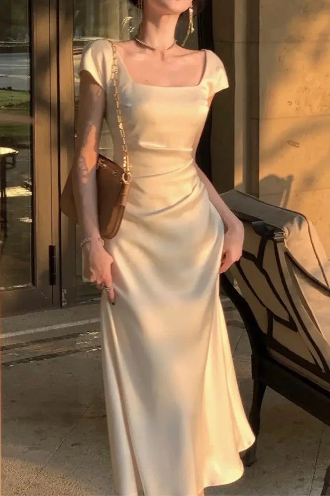 Sleeveless Square Neck Bodycon Dress Prom Evening Dress
