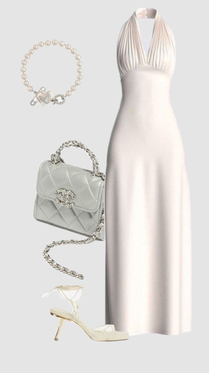 White Halter Formal Dress Party Dress Long Evening & Prom Dress - View 2 | FashionDia