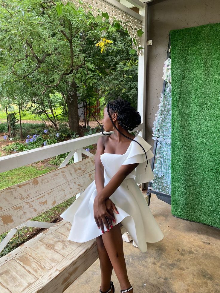 White One Shoulder A Line Homecoming Dress Short Party Dress fg7722