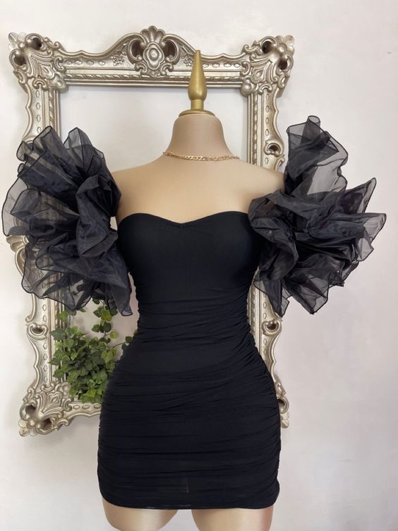 Black Sheath Short Homecoming Dress - FashionDia