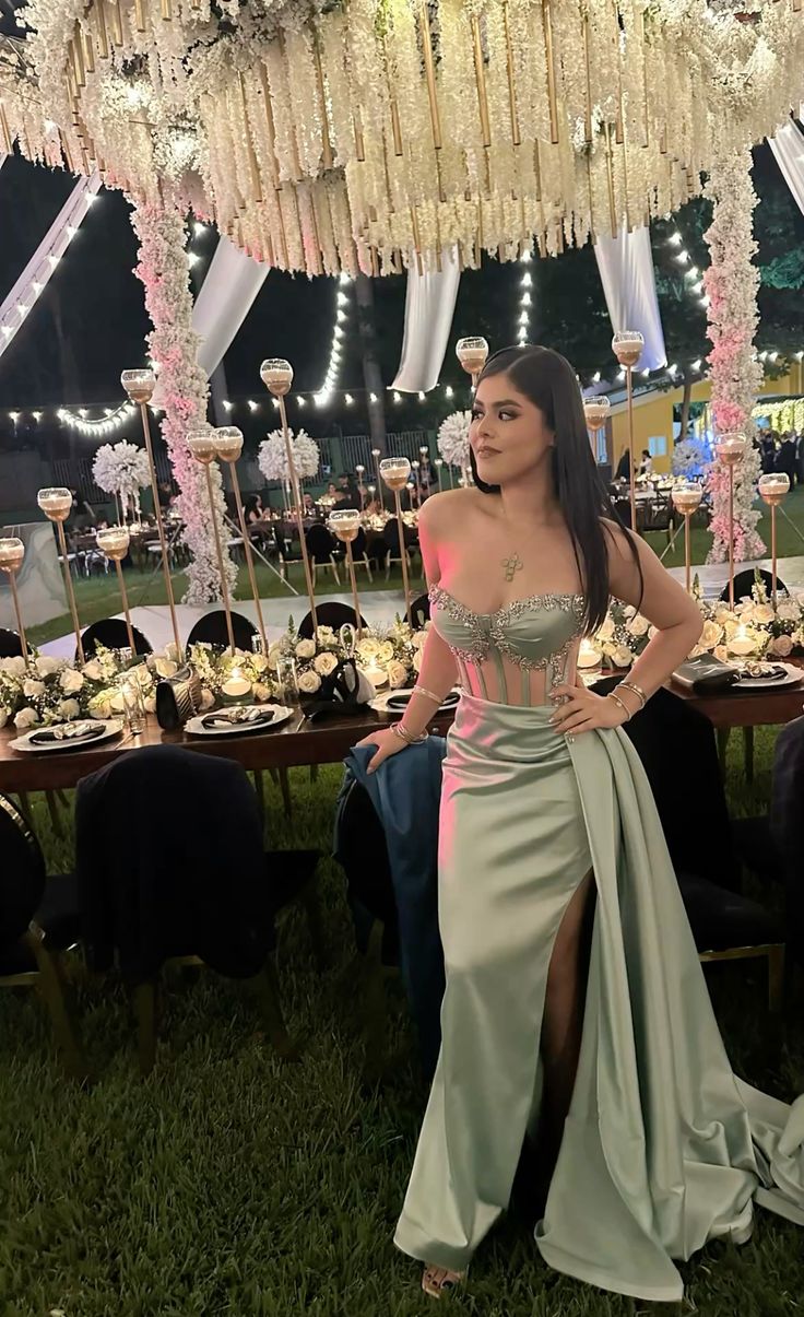Sexy Sage Green Long Prom Dresses Formal Evening Dress