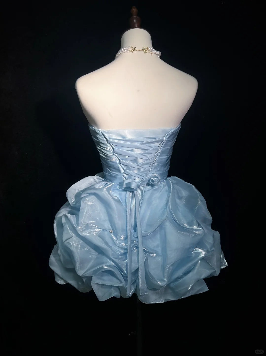A-Line Sky Blue Birthday Outfit Short Evening Dress Short Party Dress Vintage Homecoming Dress - View 2 | FashionDia