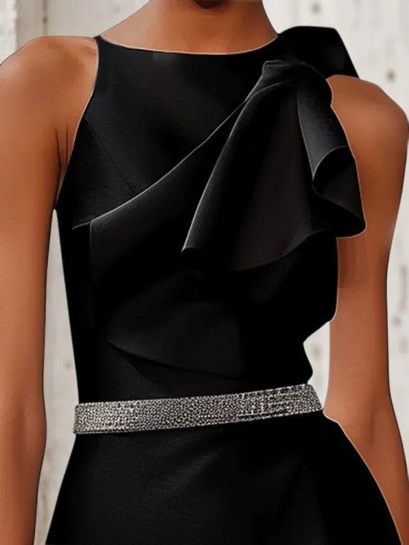 Black Halter Bow Sheath Mini Dress - View 2 | FashionDia