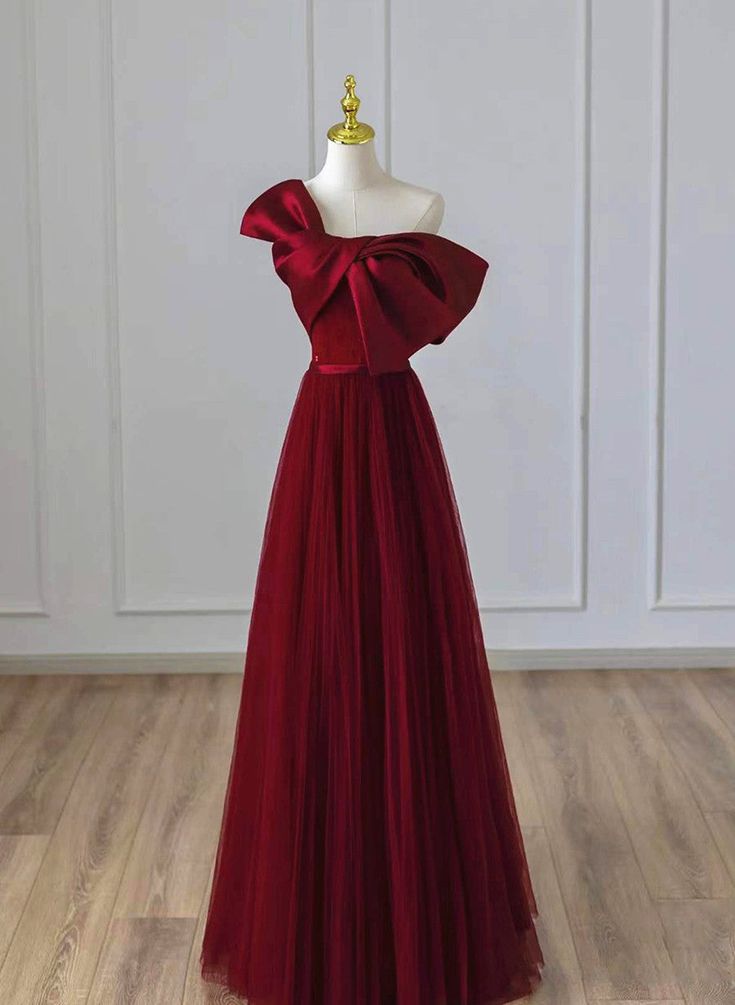Satin and Tulle A-line Simple Prom Dress, Floor Length Party Dress fg6352