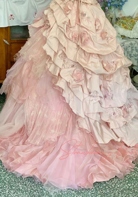Pink A-Line Princess Quinceanera Dress Ball Gown Sweet 16 Dresses - View 5 | FashionDia