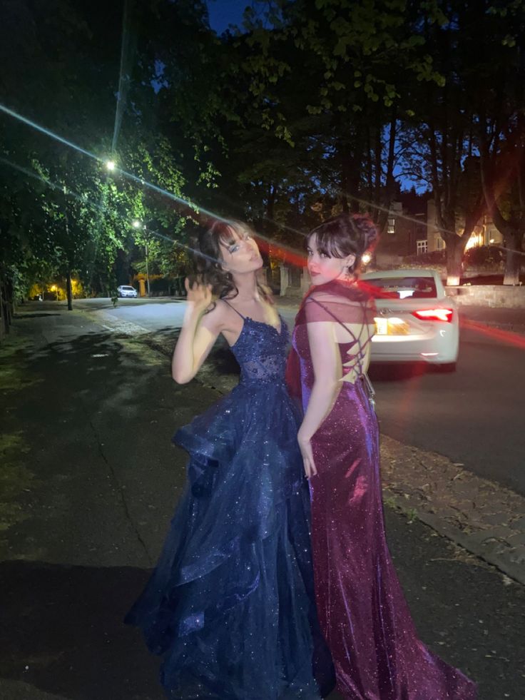 A-Line Blue Shinny Tulle Party Dress Long Evening Dress Vintage Prom Dress - View 2 | FashionDia