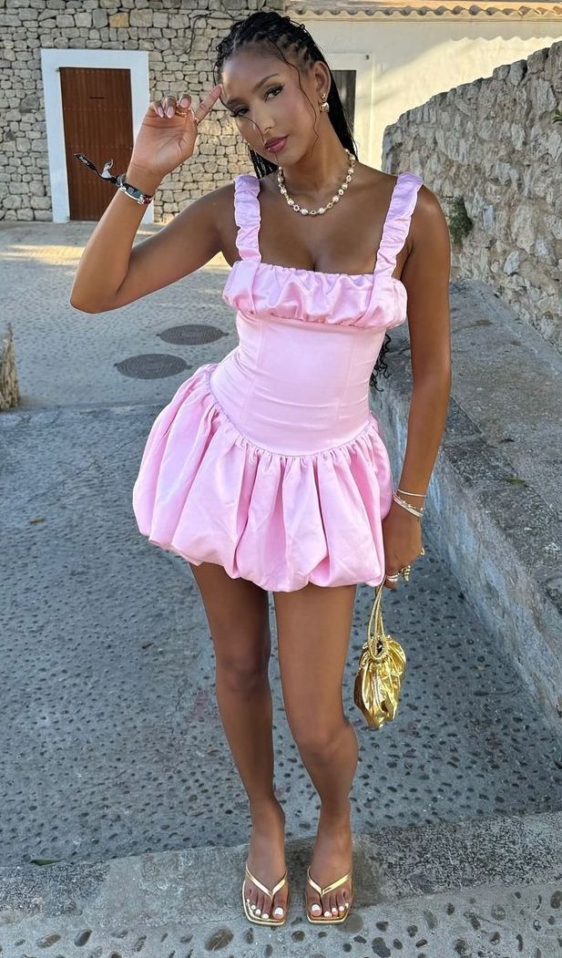 Pink Square Neck A-line Graduation Party Short Homecoming Dresses - View 3 | VelvetHem