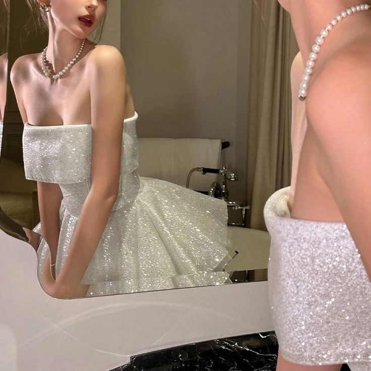 A Line Homecoming Dress Elegant Strapless Short Dress, Sparkly Birthday Evening Party Cocktail Dress - View 2 | VelvetHem
