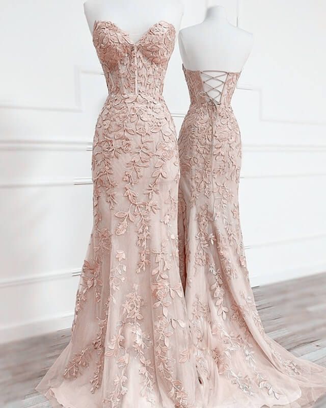 Mermaid Sweetheart Corset Lace Prom Dress - VelvetHem