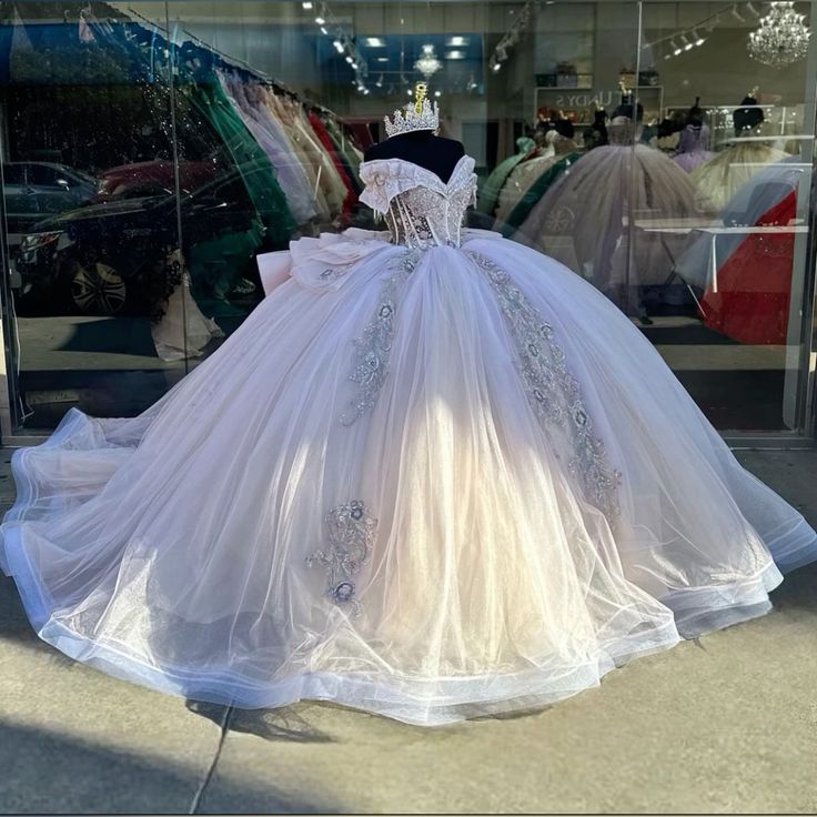 Ball Gown Off Shoulder Tulle Long Prom Dress, Sweet 16 Dress