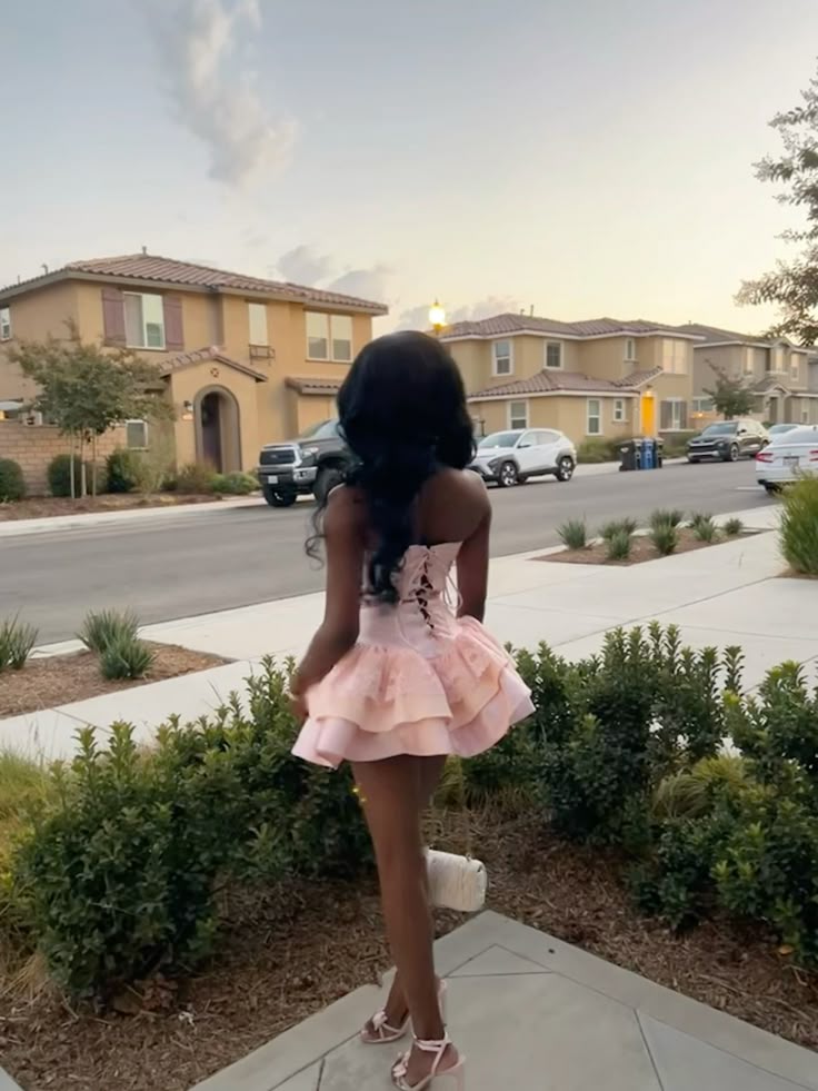 Pink Strapless Birthday Dress Pink Short Homecoming Party Dress - View 3 | FashionDia