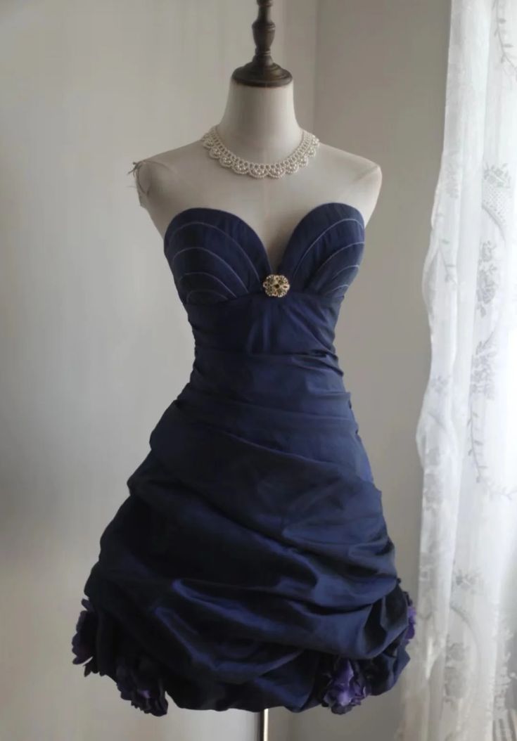 Retro Ball Gown Navy Blue Short Formal 8th Grade Homecoming Dresses Summer Middle School Hoco Dress 16th Birthday Outfits - VelvetHem