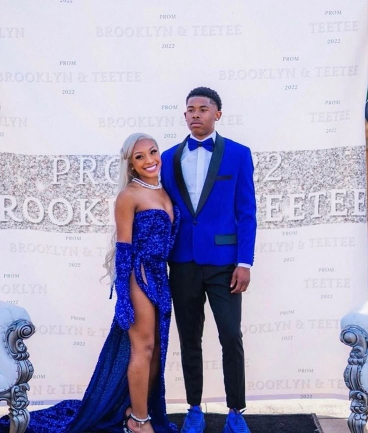 Royal Blue Sequin Black Girl Prom Party Dress Long Formal Evening Dress - FashionDia