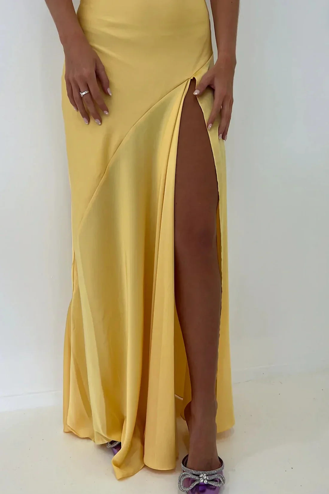 Simple Sheath Spaghetti Straps Pink Long Party Dress with Split Front
