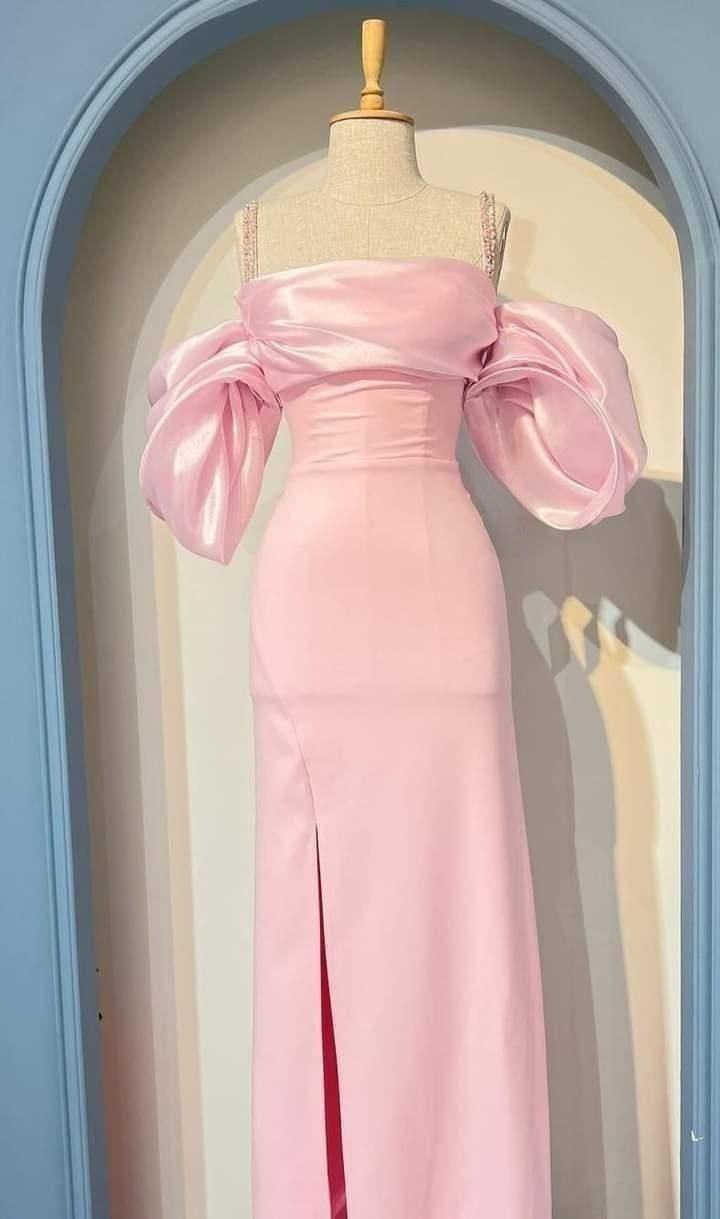 Pink Prom Dress Elegant Fashion Party Dress With Split - FashionDia