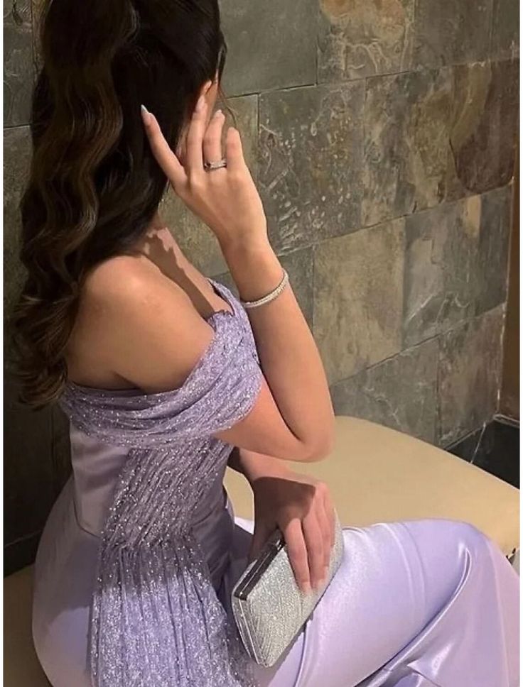 Evening Gown Elegant Dress Formal Ankle Length Short Sleeve Off-the-Shoulder Satin with Ruched Sequin Dress - View 2 | FashionDia