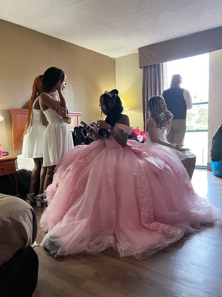 A Line Pink Off Shoulder Quinceanera Dresses Sweet 15 16 Prom Ball Gowns - VelvetHem