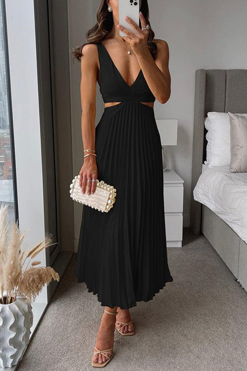Sydney Exclusive Pleated Dress with Neckline Statement Occasion Edit
