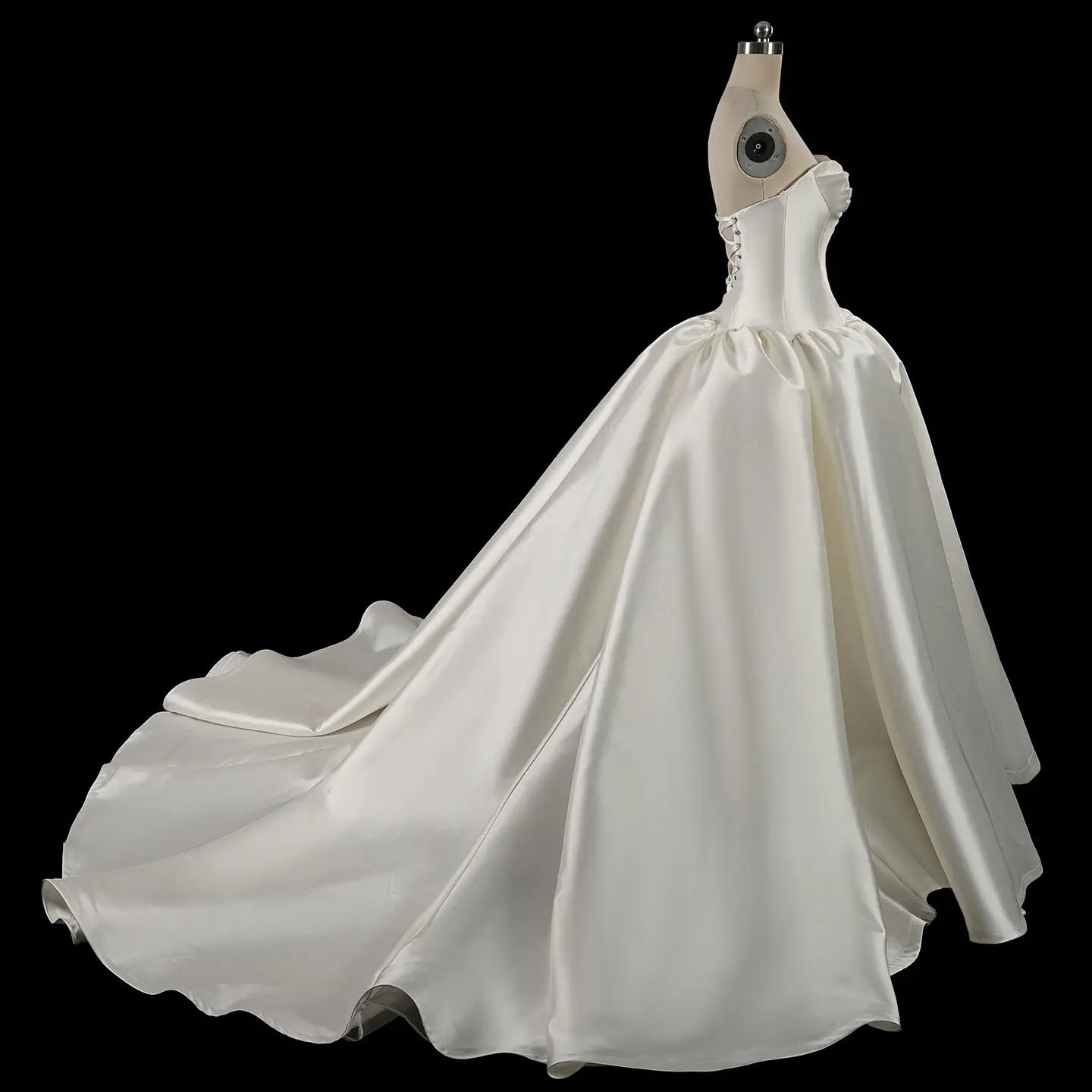 Classic White Satin Strapless Ball Gown Wedding Dress with Veil ZP114