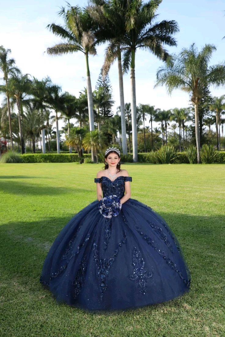 Navy Blue quincea�era dress Sweet 15 16 Prom Party Ball Gowns - View 2 | FashionDia