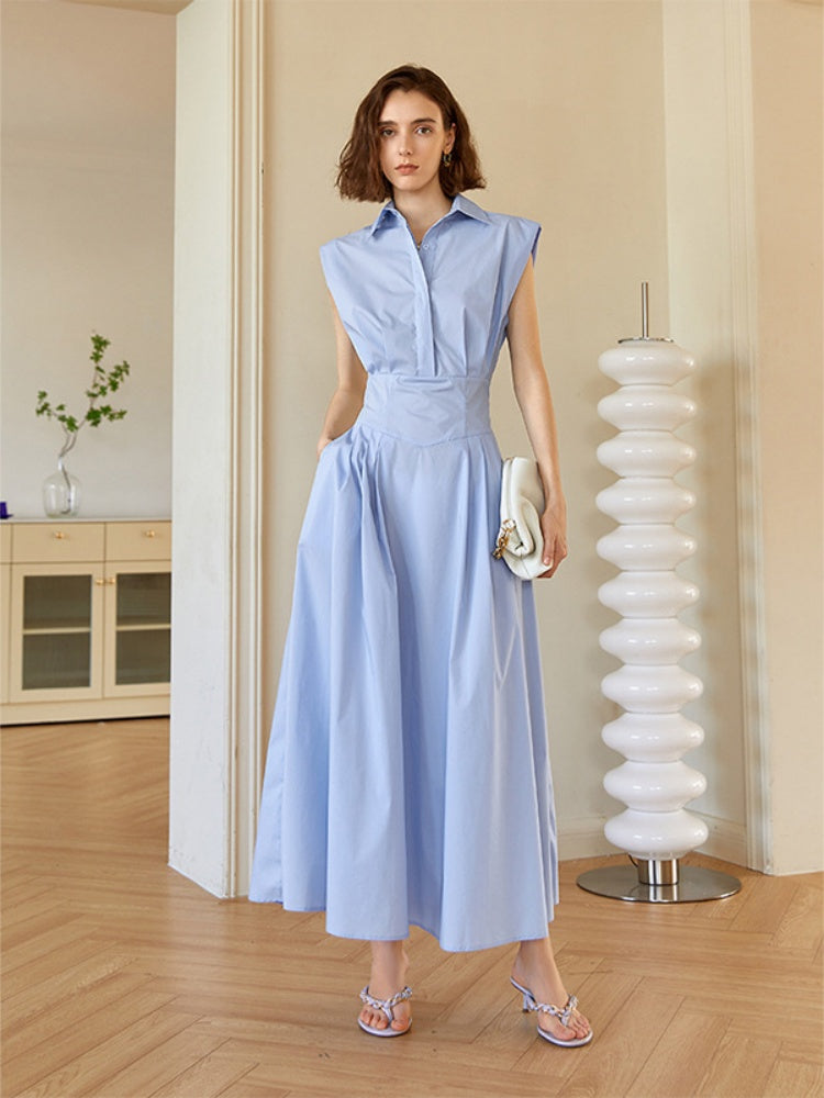 Tailored Belted Shirt Midi Dress