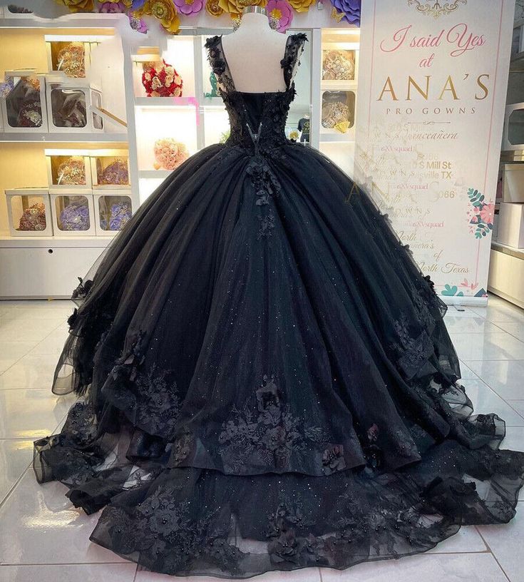 Glitter Black Quinceanera Dresses Sweetheart Sweet 15 16 Prom Party Ball Gowns - View 2 | FashionDia
