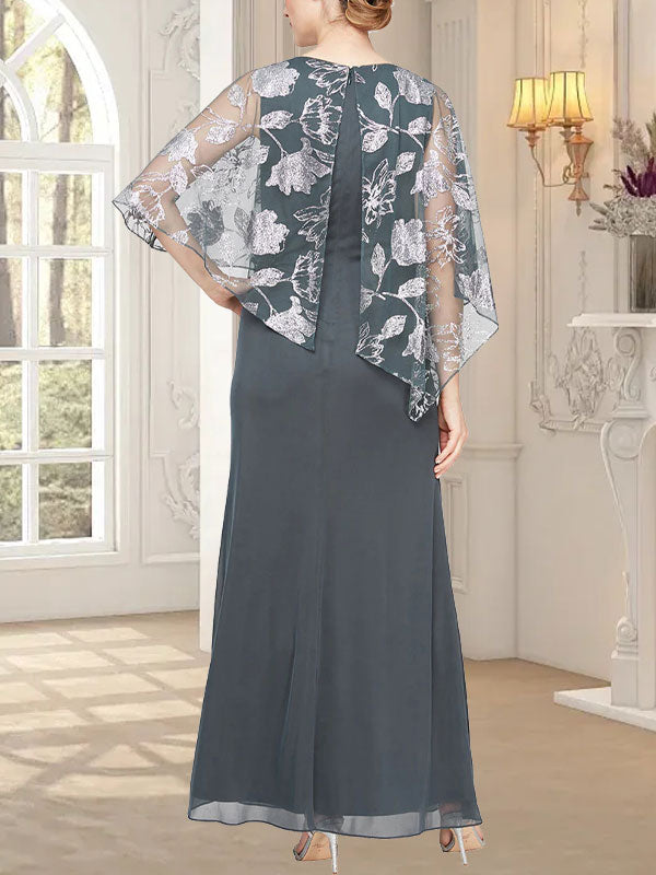 Long Glitter Mesh Dress with Novelty Asymmetric Overlay Bodice