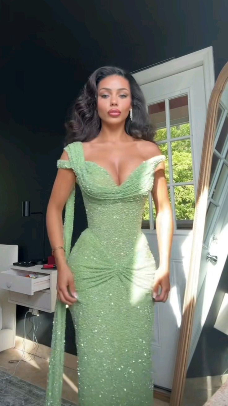Green Elegant Long Party Dress Prom Dress New Arrive Mermaid Evening Dress - View 4 | FashionDia