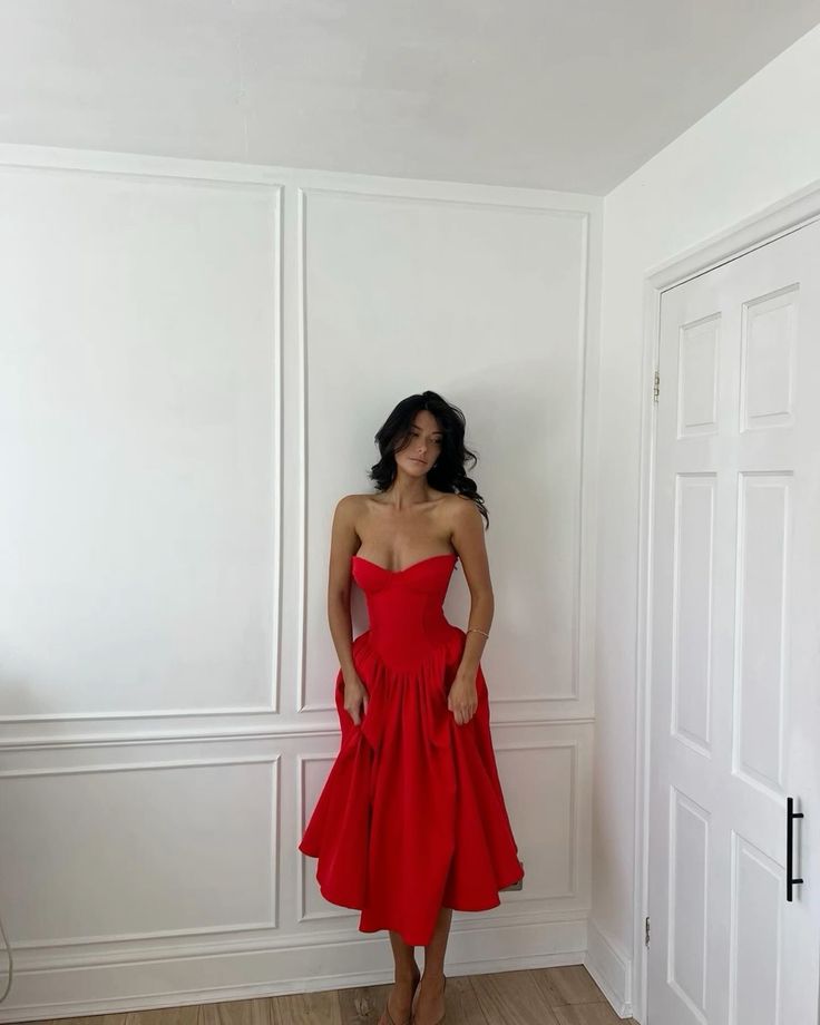 A-Line Red Evening Dresses Formal Party Dress Prom Gown - FashionDia