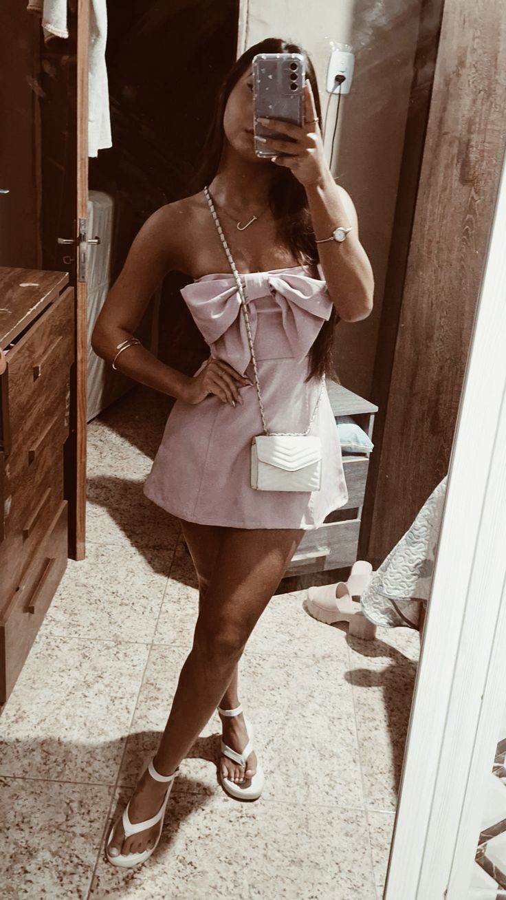 Pink Bow Birthday Dress Homecoming Dress Short Party Dress fg7742