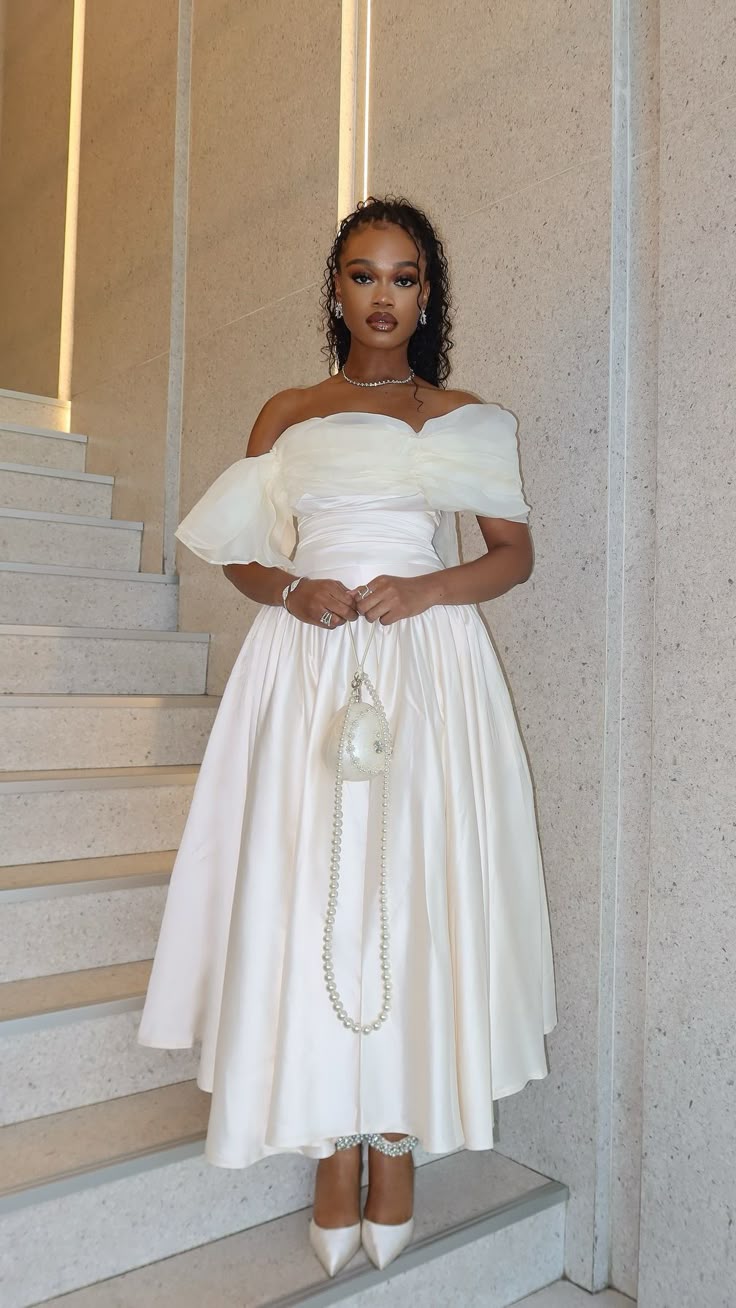 Ivory Off Shoulder Evening Dress New Arrive Prom Dresses - View 2 | VelvetHem