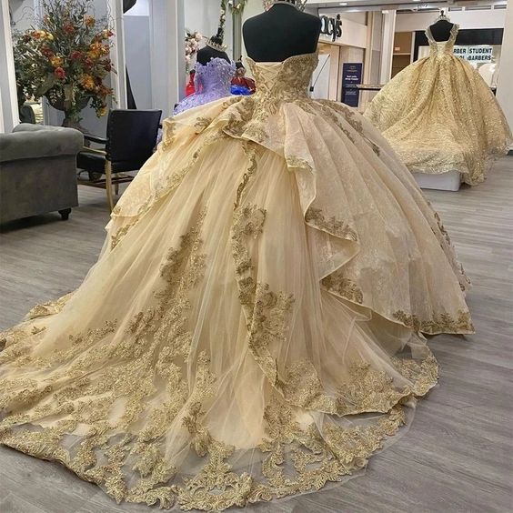 Quinceanera Dresses Sequined Lace Appliques Off Shoulder Lace-up Corset Princess prom vestidos de 15 anos - VelvetHem
