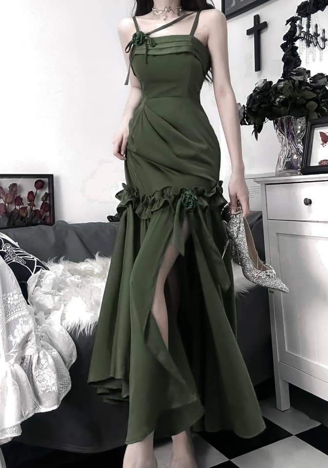 Elegant Spaghetti Straps Mermaid Evening Prom Dress fg6476
