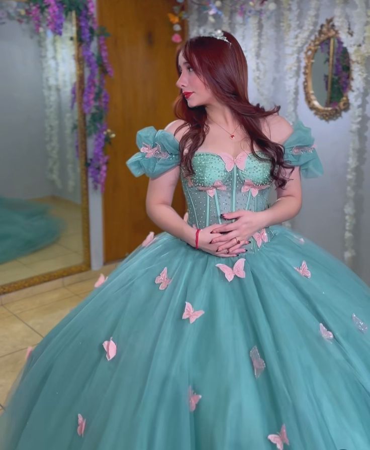Quinceanera Dress with 3D Butterfly Sleeveless Ball Gown - View 2 | FashionDia