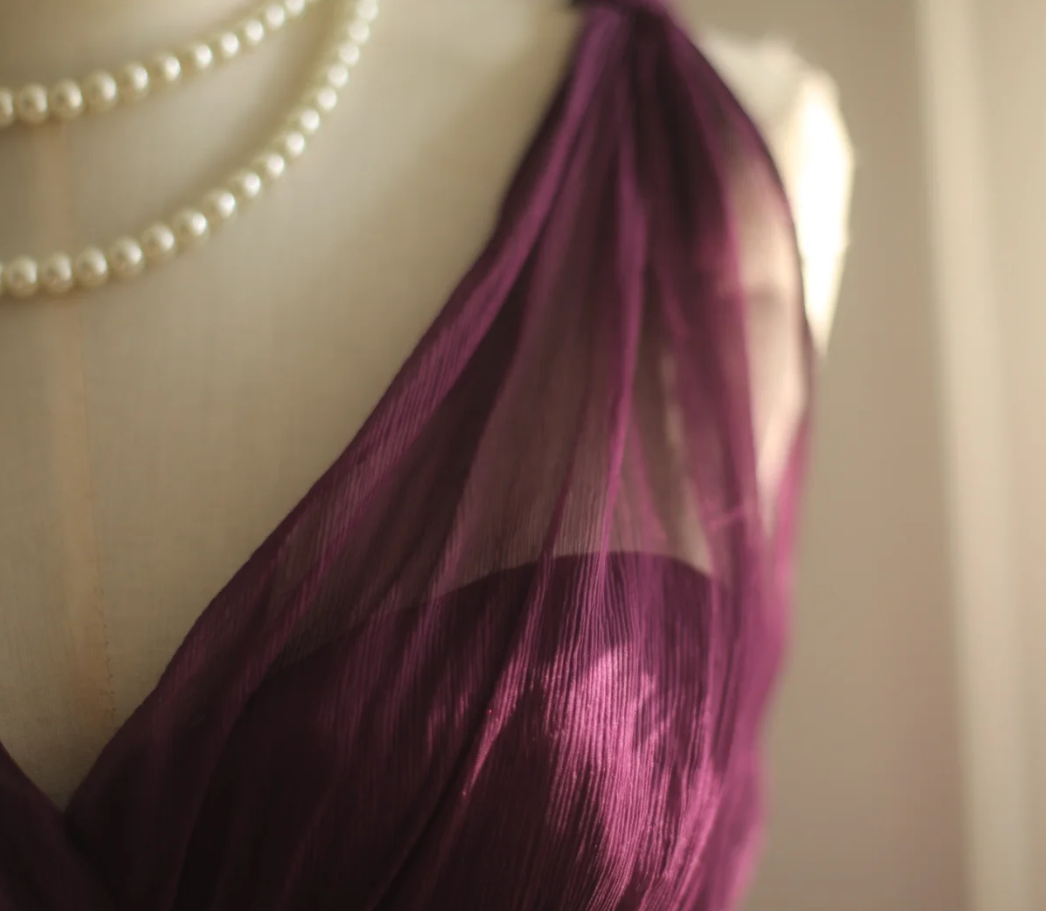 Charming Purple V-Neck Tulle Long Wedding Guest Dress Formal Evening & Prom Dress - View 6 | FashionDia