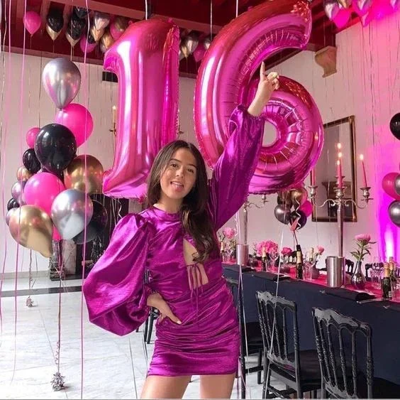 Fuchsia Long Sleeves Homecoming Dress 16th Birthday Outfit Dress (ZD11337)
