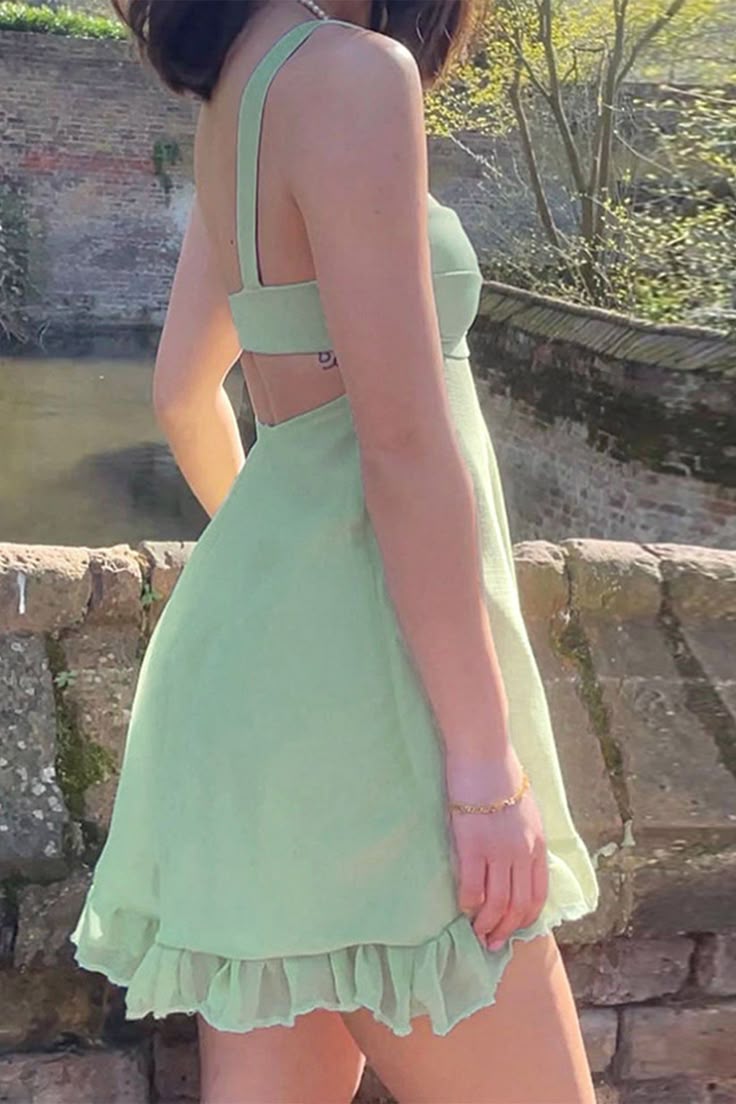 Green Birthday Dress Short Homecoming Party Dress - View 7 | FashionDia