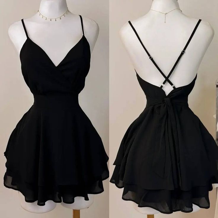 Vintage A-Line Black Birthday Outfits Black Homecoming Dress - FashionDia