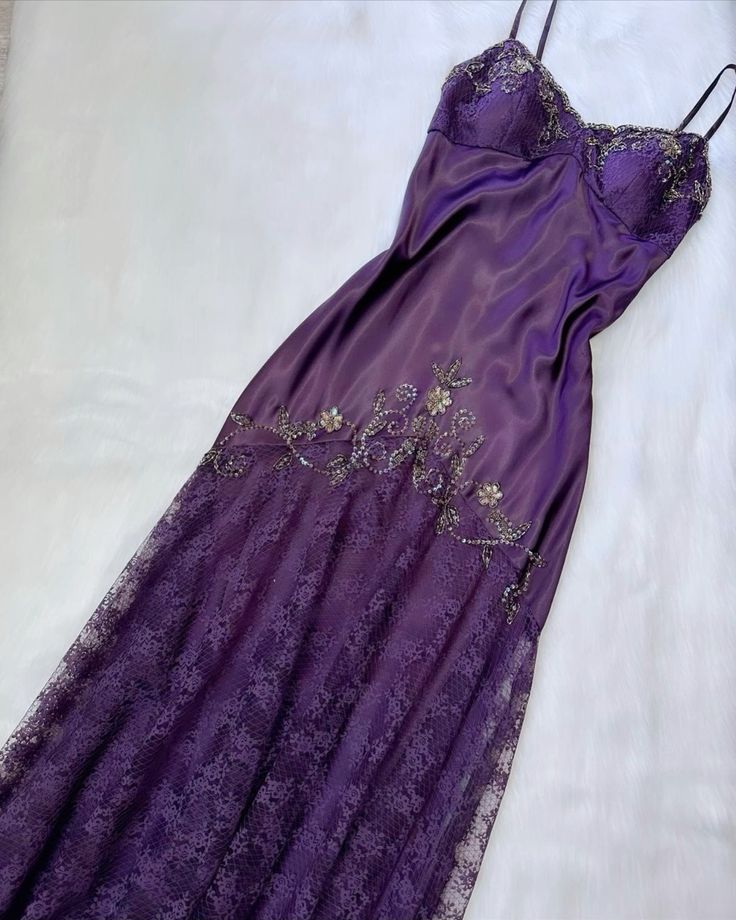 Vintage purple dress with flower accents Formal Evening Dress fg6334