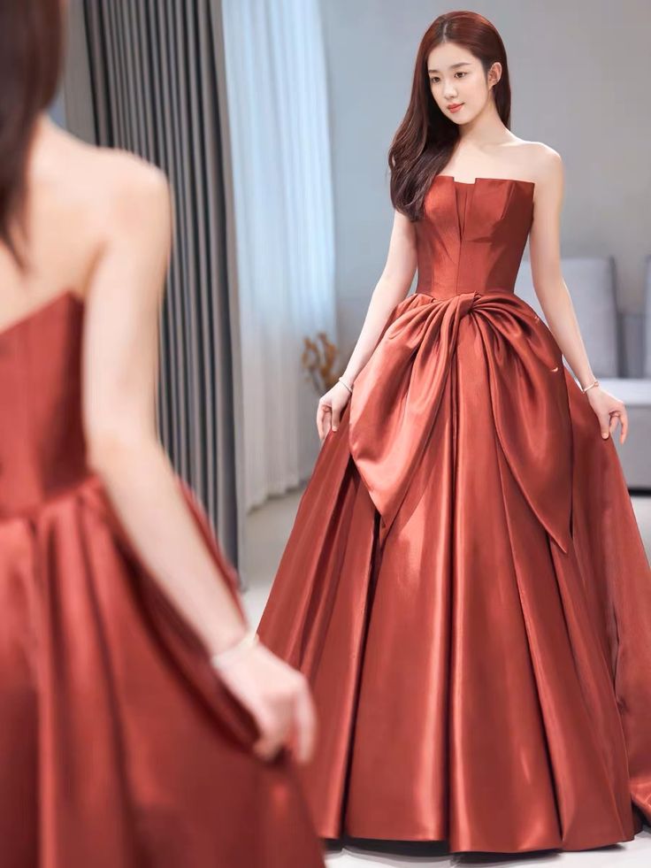 Evening Dress, Chic Party Dress, Strapless Prom Dress,satin Formal Dress,custom Made - View 3 | FashionDia