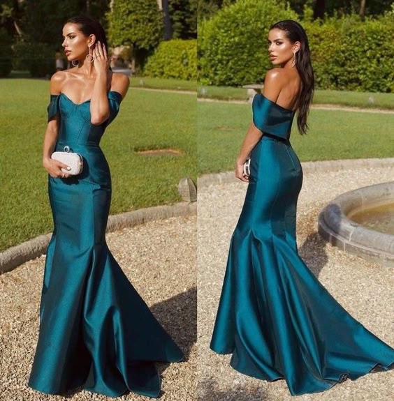 Elegant Mermaid Prom Dresses Formal Party Dress Off-the-Shoulder Prom Gowns - View 3 | FashionDia