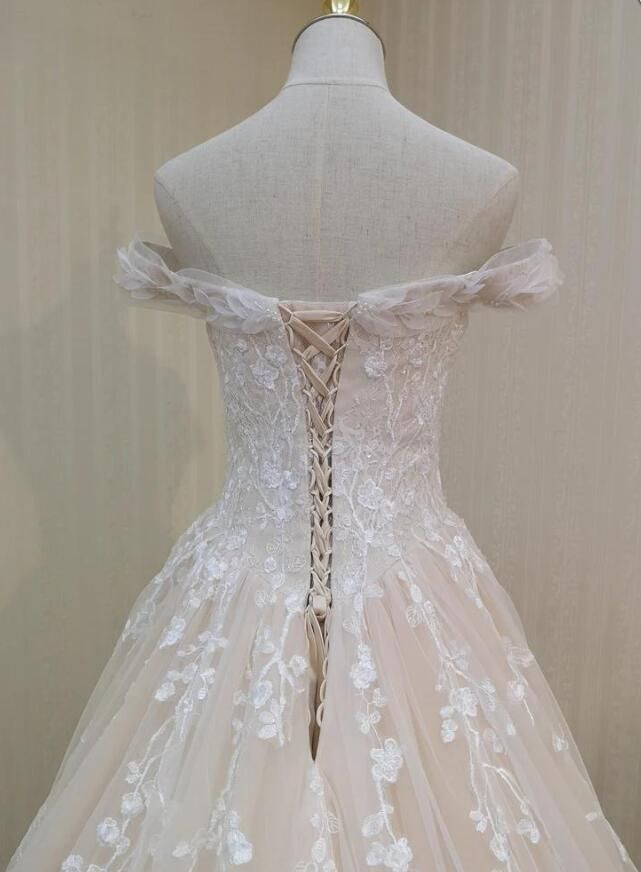 Off The Shoulder Wedding Dress With Sweep Train fg6601