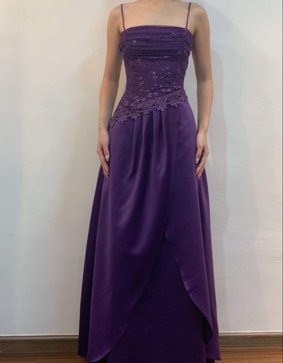 A-Line Evening Gown Formal Dress Purple Floor-Length Sleeveless Dress - View 2 | FashionDia