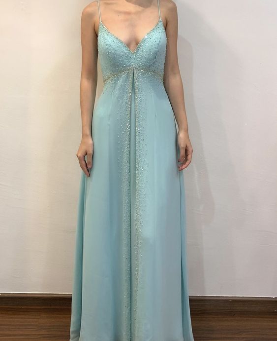 Spaghetti strap V-Neck evening dress,party dress, prom dress - View 2 | FashionDia