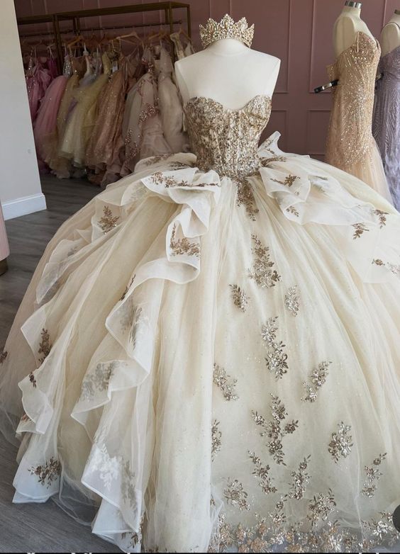 Quinceanera Dresses Lace Applique Tulle Ball Gown Birthday Party Sweet 16 Dresses - View 2 | FashionDia